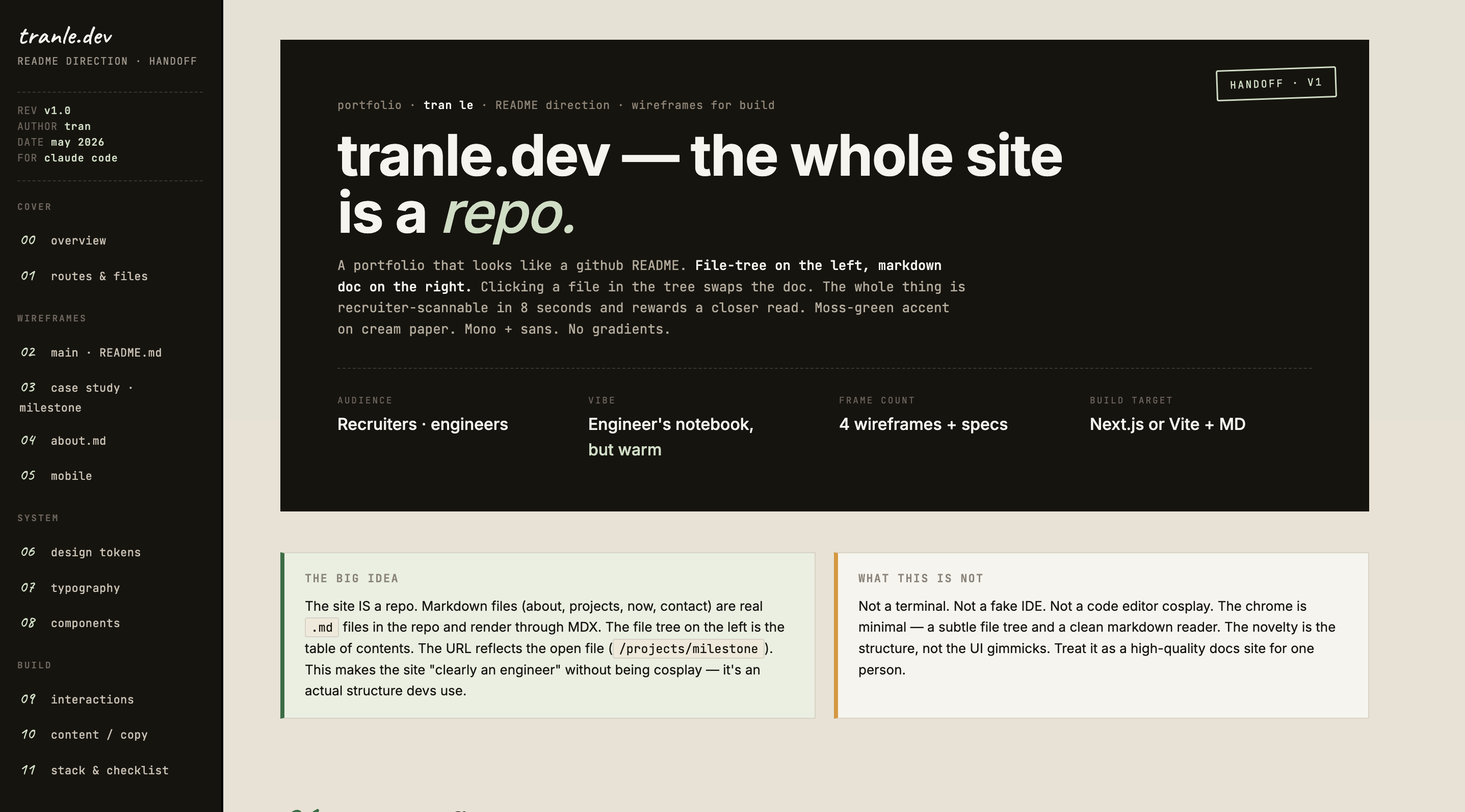 Portfolio design wireframes