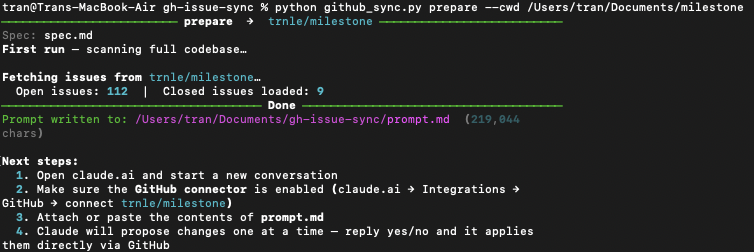 Github Sync CLI example
